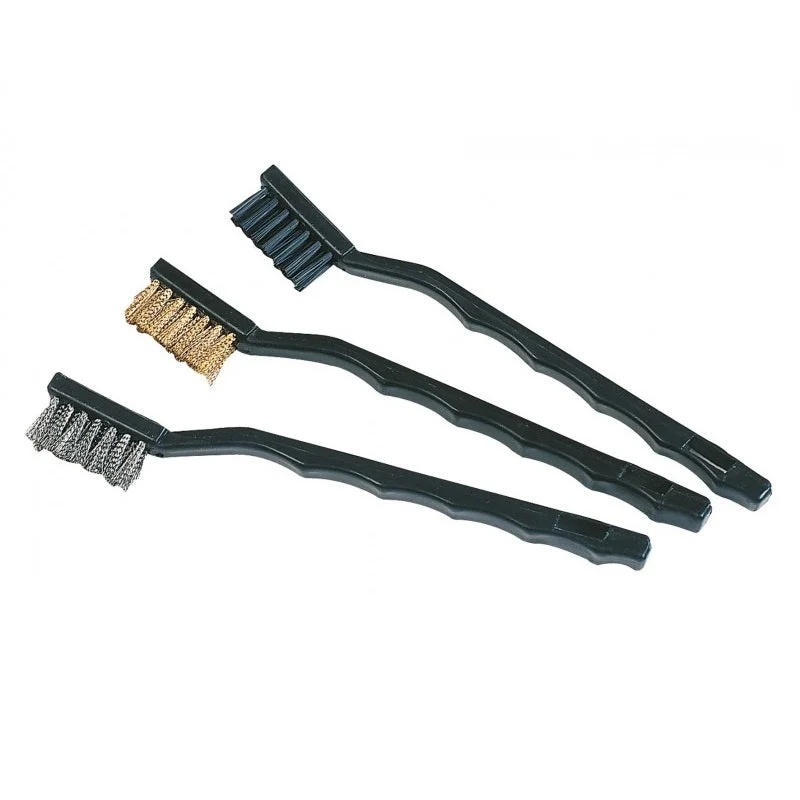 [326831] Lot de 3 mini brosses: Métal - Laiton - Plastique - Autobest